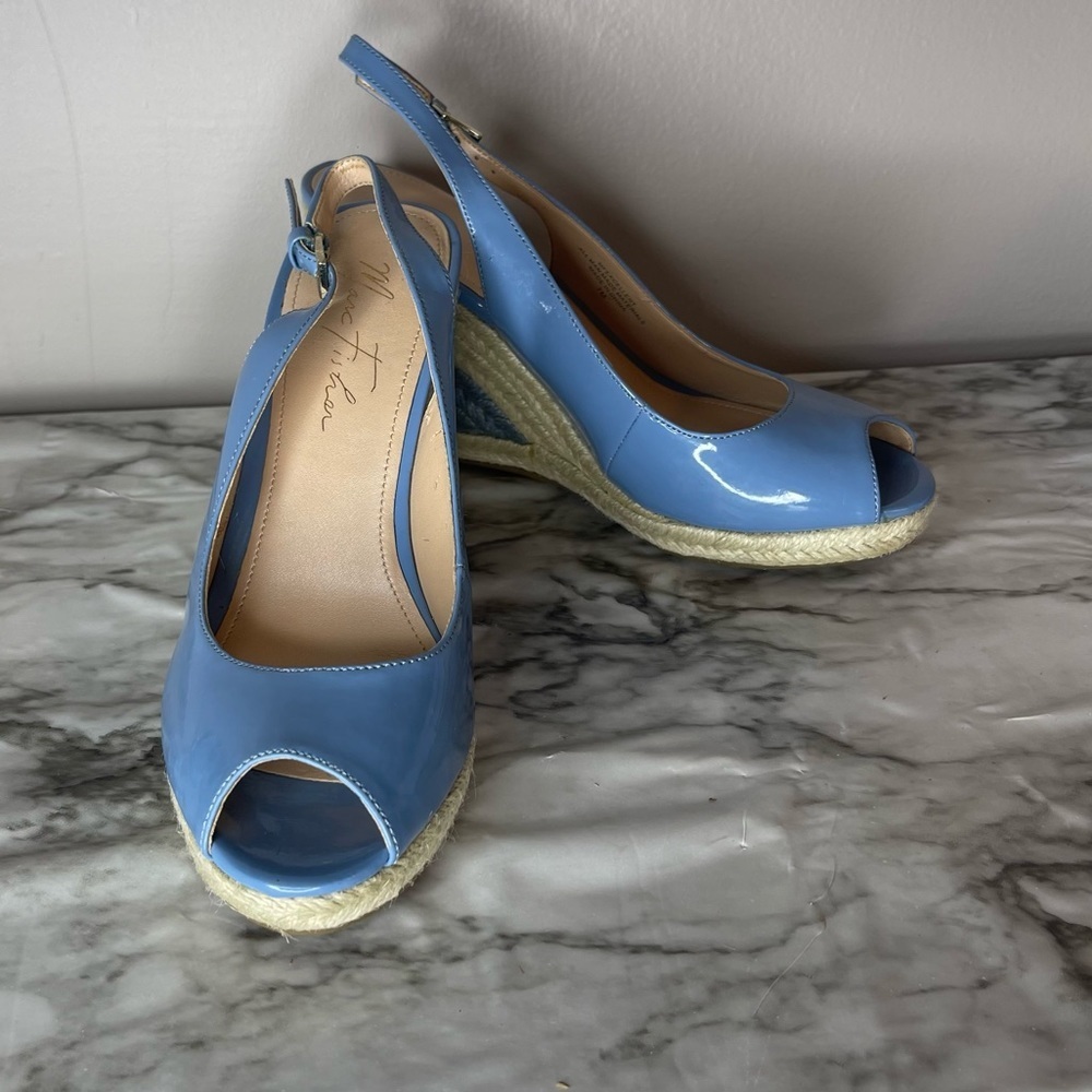 Marc Fisher Espadrille Wedge Sandals Blue Size 7 Read - Picture 11 of 16